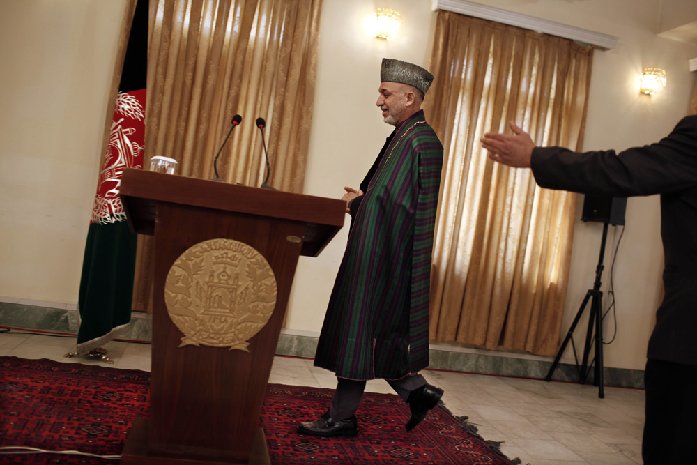 CONFERENCE DE PRESSE DU PRESIDENT AMID KARZAI, SUITE A L'ANNONCE DE SA REELECTION.