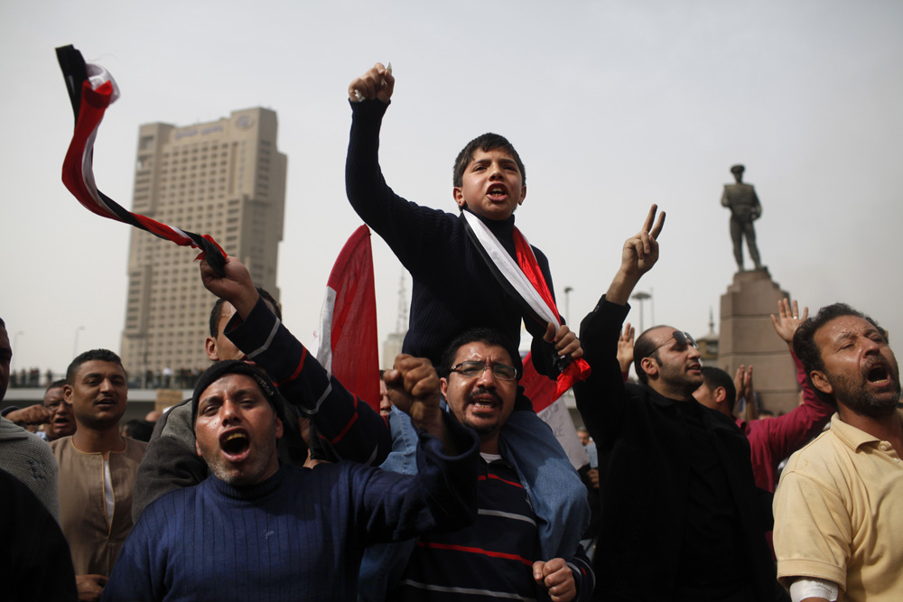 3EME JOUR DE MANIFESTATION AU CAIRE CONTRE LA DICTATURE DU PRESIDENT MOUBARAK.