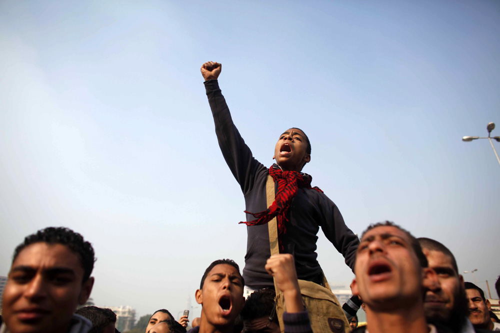 DEMONSTRATION IN TAHRIR SQUARE.