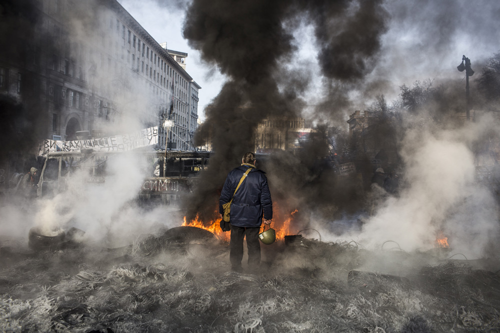 MOUVEMENT DE CONTESTATION PRO-EUROPEEN EN UKRAINE: OCCUPATION DE LA PLACE DE L'INDEPENDANCE A KIEV PAR LES OPPOSANTS AU PRESIDENT IANOUKOVITCH.