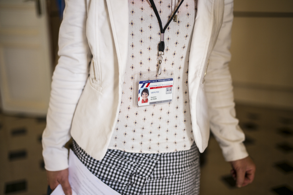 SANDRINE LE FEUR, DEPUTE EN MARCHE DU FINISTERE, ENTRE A L'ASSEMBLEE NATIONALE.