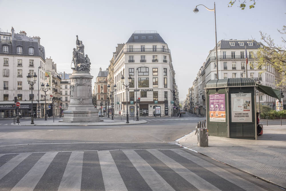 PARIS, VILLE DESERTEE DURANT LE CONFINEMENT DE L'EPIDEMIE DU CORONAVIRUS.